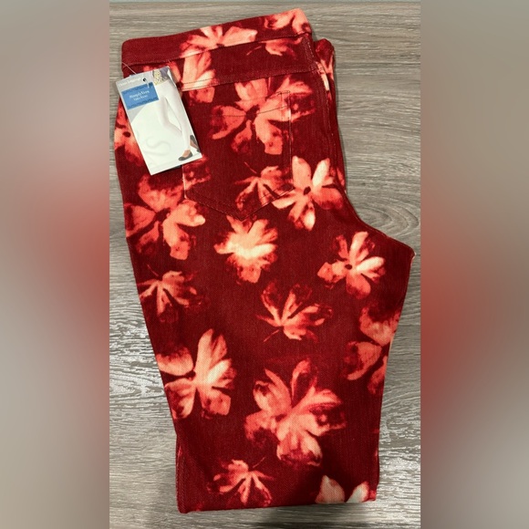 Simply Vera Vera Wang Pants - Simply Vera Vera Wang Burgundy Floral Chino Leggings Size M New With Tags